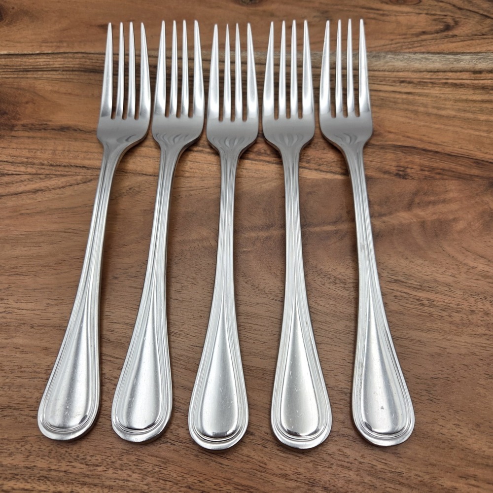 Set Of 5 Wallace Rockport Dinner Forks 18/10 Stainless Steel